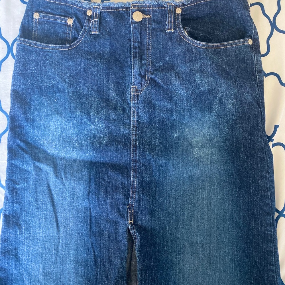 Knee length denim skirt